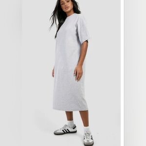 Boohoo grey 10 tshirt midi dress side slits
